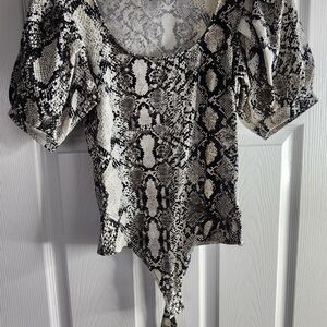 Express Black and White Snakeskin Bodysuit